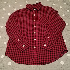 Boy's Black & Red Plaid Button Down